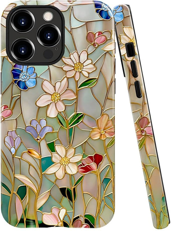 TnXee iPhone 11 Pro Max Case – Hybrid Stained Glass Flower