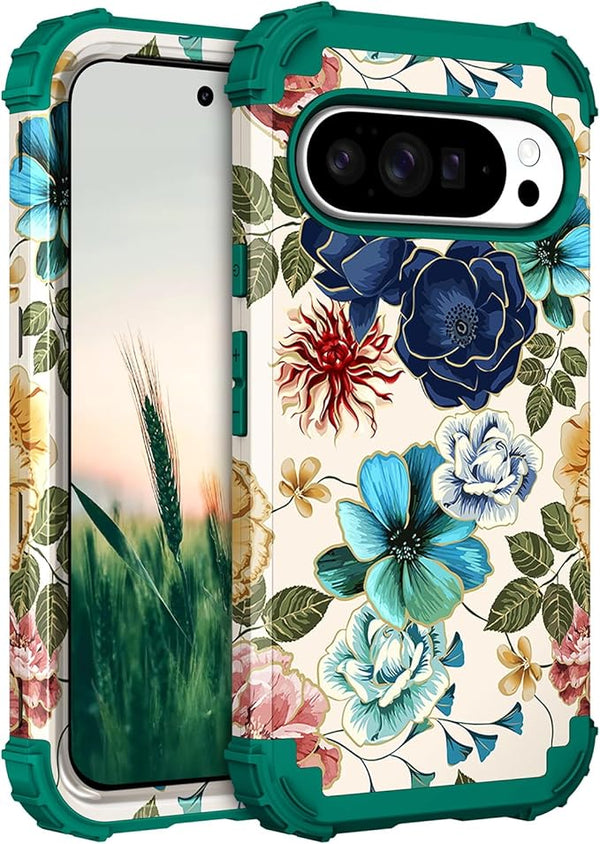 Hocase Google Pixel 10 Pro XL Case – Shockproof Floral (Teal)